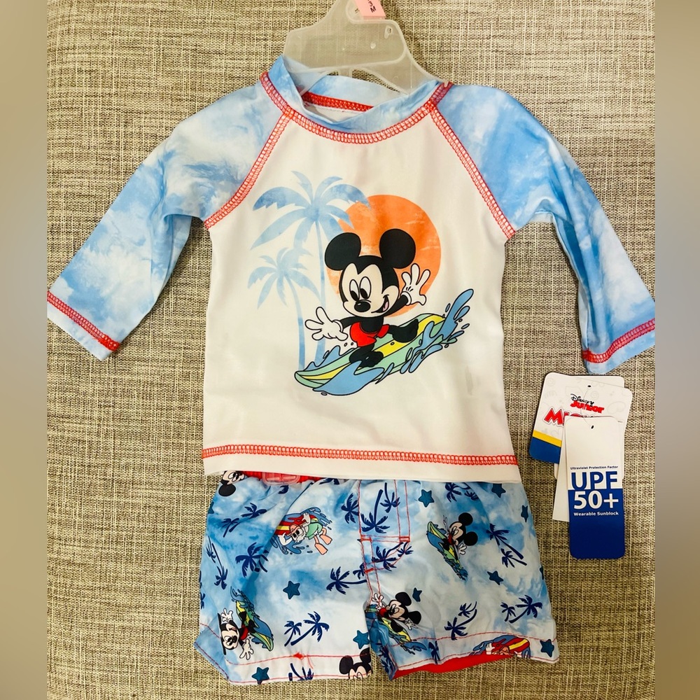 NWT Mickey Mouse Infant 0-3 Month 2 Piece Swim Suit